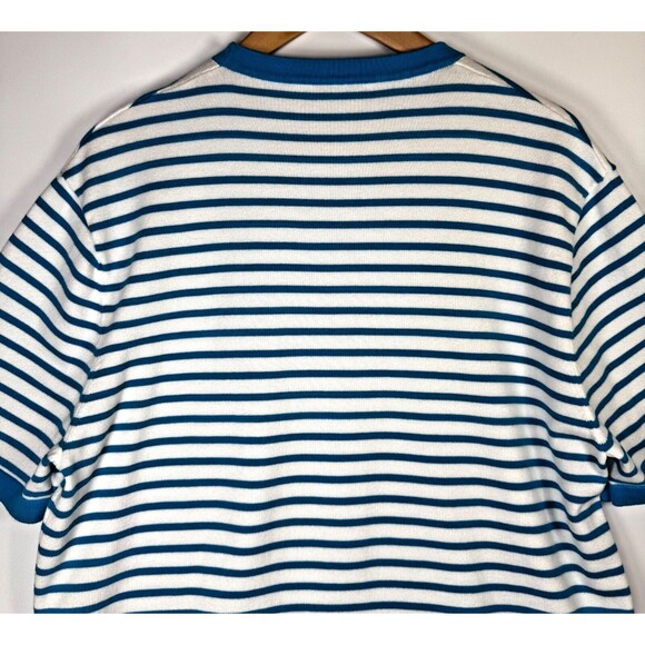 Mr Turk Knit Tee Mens M/L Blue White Striped Crewneck Short Sleeve Resort - Picture 3 of 13